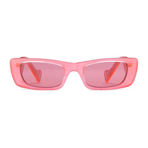 plastic gucci frames pink temple|Rectangular frame sunglasses in pink .